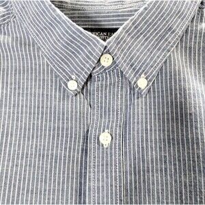 American Eagle Shirt Men's XLT Button Down Collar Hickory Stripe Preppy Office